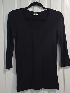 mercer & madison Black Scoop Neck Long Sleeve Tee - Slim Fit